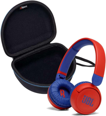 JBL JR 310BT Kids On Ear Wireless Headphone Bundle with gSport Deluxe Travel Case (Red)