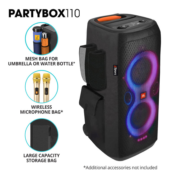 JBL PartyBox 110 Portable Party Speaker Bundle with gSport Cargo Sleeve  (Black)
