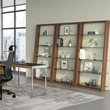 BDI Eileen 2.0 5166 Leaning Shelf with Grey-Tinted Glass Shelves (Natural Walnut)