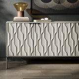 BDI Mesa 7639 4-Door Credenza (Stone with Carbon Base)