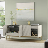 BDI Mesa 7639 4-Door Credenza (Stone with Brass Base)