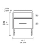 BDI LINQ 9181 22&rdquo; Nightstand with Top Slide and Integrated Power Station (Natural Walnut)
