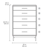 BDI LINQ 9185 Storage Chest with 5 Self-Closing Drawers and Metal Base (Natural Walnut)
