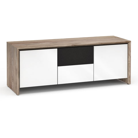 Salamander Designs Chameleon Collection Barcelona 236 Triple AV Cabinet (Natural Walnut with White Glass Doors)