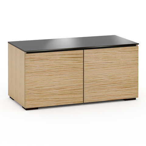 Salamander Designs Chameleon Collection Denver 221 Twin AV Cabinet (Deep Textured Natural Oak with Black Glass Top)