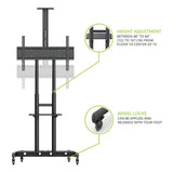 Kanto MTM86PL Height-Adjustable Rolling TV Stand for 55" - 86" TVs with Device Tray and Webcam Shelf