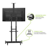 Kanto MTM86PL Height-Adjustable Rolling TV Stand for 55" - 86" TVs with Device Tray and Webcam Shelf