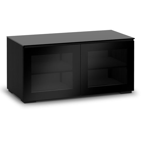 Salamander Chameleon Oslo 221 Twin AV Cabinet (Black Oak with Smoked Glass Doors & Black Glass Top)