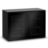 Salamander Chameleon Oslo 323 Twin AV Cabinet (Black Oak with Smoked Glass & Black Glass Top)