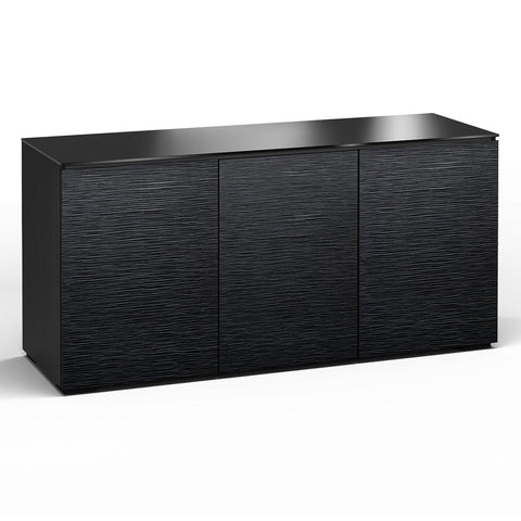 Salamander Designs Chameleon Collection Chicago 337 Triple AV Cabinet (Textured Black Oak with Black Glass Top)