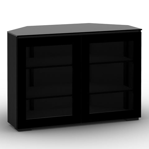 Salamander Chameleon Oslo 329 Twin Corner Cabinet (Black Oak with Smoked Glass & Black Glass Top)