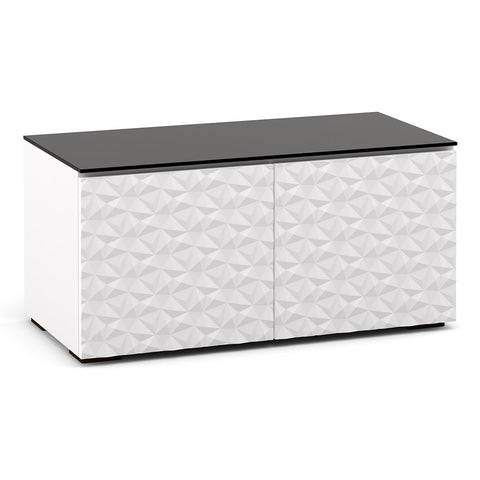 Salamander Chameleon Milan 221 Twin AV Cabinet (Geometric White with Black Glass Top)