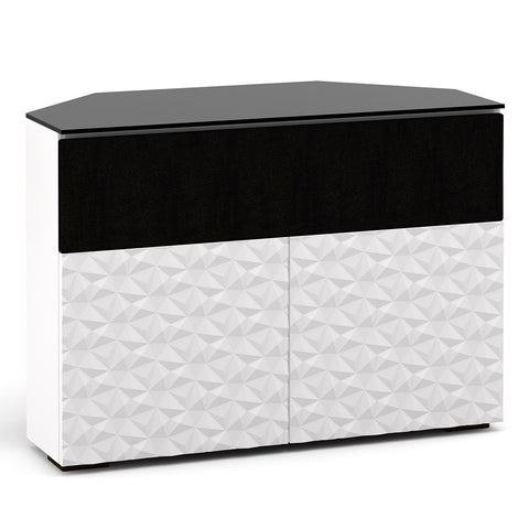 Salamander Chameleon Milan 329 Twin Corner Cabinet (Geometric White with Black Glass Top)