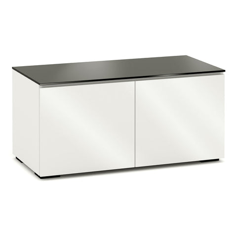Salamander Chameleon Miami 221 Twin AV Cabinet (High Gloss White with Black Glass Top)