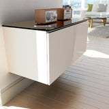 Salamander Chameleon Miami 221 Twin AV Cabinet (High Gloss White with Black Glass Top)
