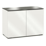 Salamander Chameleon Miami 323 Twin AV Cabinet (High Gloss White with Black Glass Top)