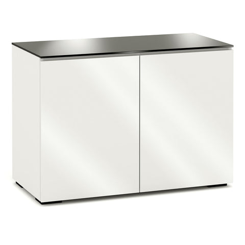 Salamander Chameleon Miami 323 Twin AV Cabinet (High Gloss White with Black Glass Top)