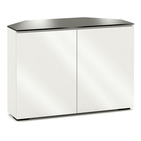 Salamander Chameleon Miami 323 Twin Corner AV Cabinet (High Gloss White with Black Glass Top)