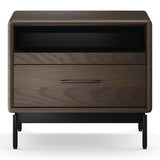 BDI LINQ 9182 28&rdquo; Nightstand with Sliding Shelves and Integrated Power Station (Toasted Oak)
