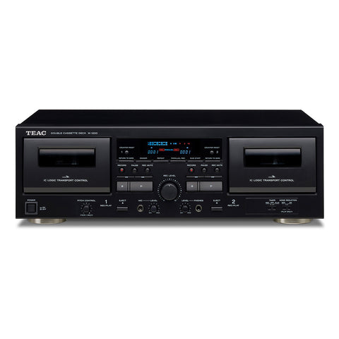 TEAC W-1200 Dual Cassette Player Recorder with Pitch Control Mic Input & USB Out (Black)
