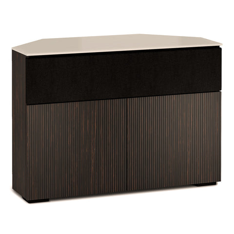 Salamander Chameleon Manhattan 329 Corner Twin AV Cabinet (Maro Ebony Doors, Matte Taupe Glass Top)