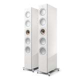 KEF Reference 5 Meta Floorstanding Speaker - Pair (High-Gloss White/Champagne)