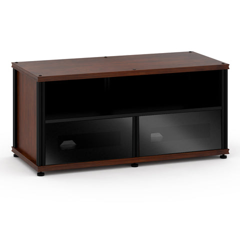 Salamander Designs Synergy 221 Twin AV Cabinet (Dark Walnut with Black Glass & Black Posts)