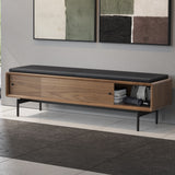 BDI LINQ Bench 9102 with Leather Cushion (Natural Walnut with Pepper Leather)