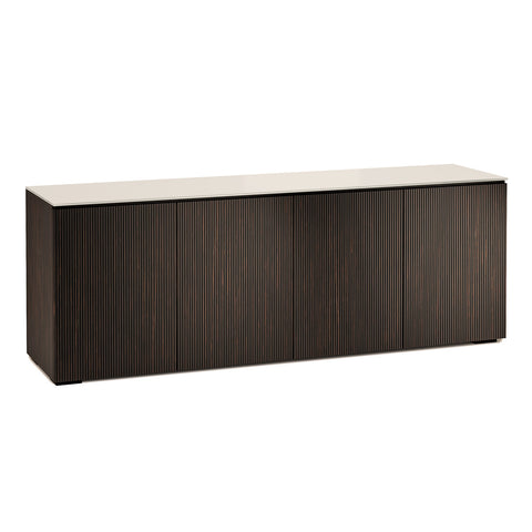 Salamander Designs Chameleon Collection Manhattan 347 Quad AV Cabinet (Maro Ebony Doors and Sides, Matte Taupe Glass Top)