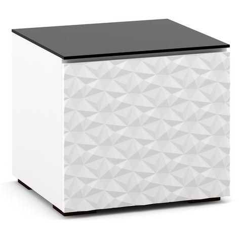 Salamander Designs Chameleon Collection Milan 217 SE Subwoofer Enclosure AV Cabinet (Geometric White with Black Glass Top)