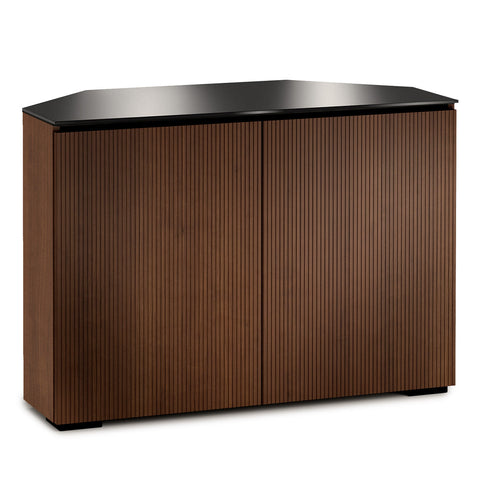Salamander Chameleon Manhattan 323 Corner AV Cabinet (Medium Walnut Doors, Black Glass Top)