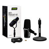 Shure MV7+ Hybrid Output USB-C & XLR Podcast Microphone & Desktop Stand (Black)