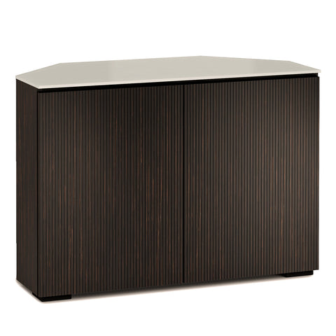 Salamander Chameleon Manhattan 323 Twin Corner AV Cabinet (Maro Ebony Doors, Matte Taupe Glass Top)