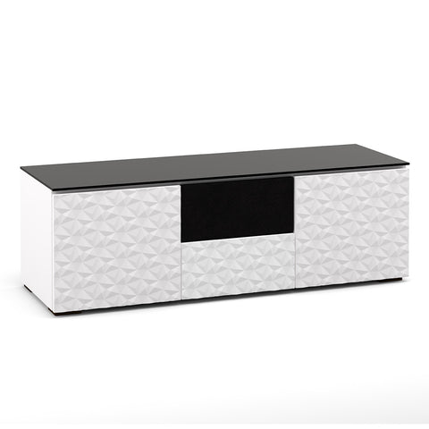 Salamander Designs Chameleon Collection Milan 236 Triple Speaker Integrated Cabinet (Geometric White with Black Glass Top)