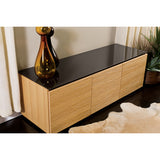 Salamander Designs Chameleon Collection Denver 237 Triple AV Cabinet (Deep Textured Natural Oak with Black Glass Top)