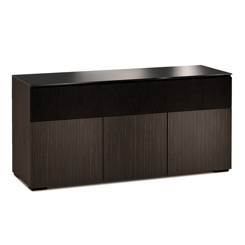 Salamander Designs Chameleon Collection Manhattan 339 Triple Speaker Integrated AV Cabinet (Medium Walnut Doors and Sides, Black Glass Top)