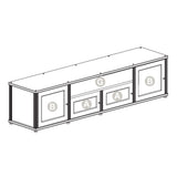 Salamander Designs Synergy 243 Quad AV Cabinet (Dark Walnut with Black Glass Doors & Aluminum Posts)
