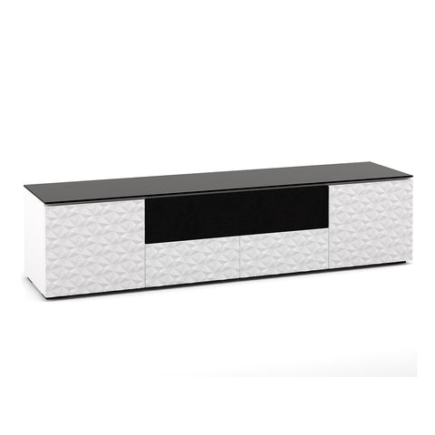Salamander Designs Chameleon Collection Milan 245 Quad Speaker Integrated Cabinet (Geometric White with Black Glass Top)
