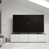 Salamander Designs Chameleon Collection Miami 247 Quad AV Cabinet (High Gloss White with Black Glass Top)