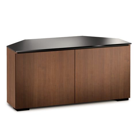 Salamander Chameleon Manhattan 221 Corner AV Cabinet (Medium Walnut Doors, Black Glass Top)
