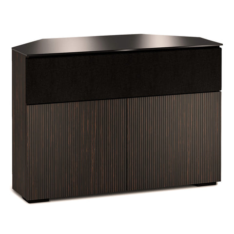 Salamander Chameleon Manhattan 329 Corner Twin AV Cabinet (Maro Ebony Doors, Black Glass Top)