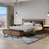 BDI LINQ Bench 9102 with Leather Cushion (Natural Walnut with Pepper Leather)