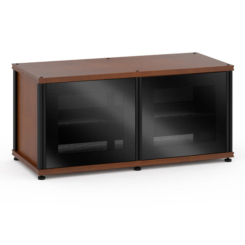 Salamander Designs Synergy 221 Twin AV Cabinet (American Cherry with Black Glass & Black Posts)