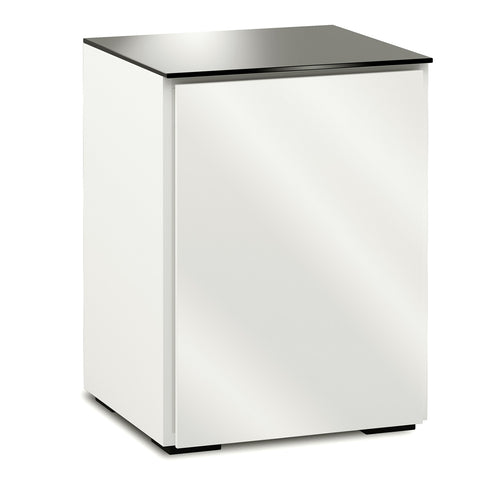 Salamander Designs Chameleon Collection Miami 317 Single AV Cabinet (High Gloss White with Black Glass Top)