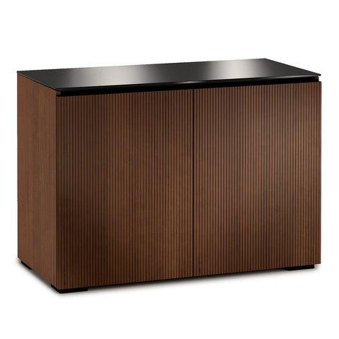 Salamander Chameleon Manhattan 323 Twin AV Cabinet (Medium Walnut Doors, Black Glass Top)