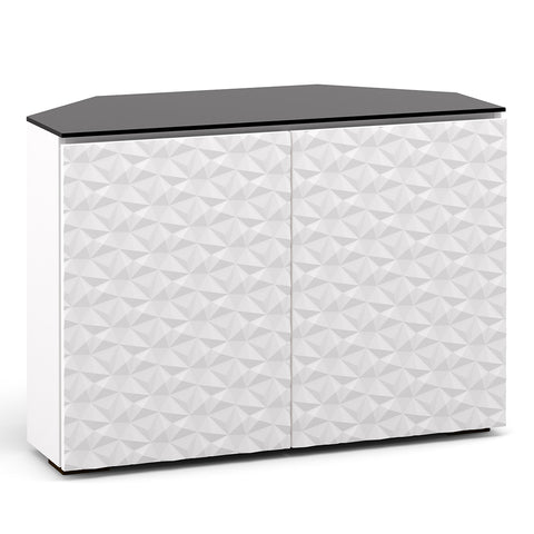 Salamander Designs Chameleon Collection Milan 323 Twin Corner AV Cabinet (Geometric White with Black Glass Top)