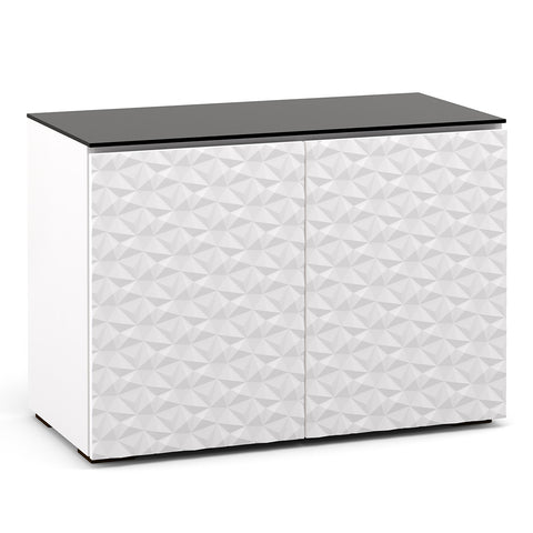 Salamander Designs Chameleon Collection Milan 323 Twin AV Cabinet (Geometric White with Black Glass Top)