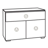 Salamander Designs Chameleon Collection Milan 329 Twin Speaker Integrated Cabinet (Geometric White with Black Glass Top)