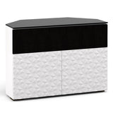Salamander Designs Chameleon Collection Milan 329 Twin Speaker Integrated Corner Cabinet (Geometric White with Black Glass Top)