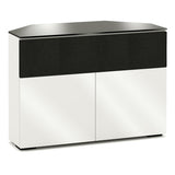Salamander Designs Chameleon Collection Miami 329 Twin Speaker Integrated Corner Cabinet (High Gloss White with Black Glass Top)